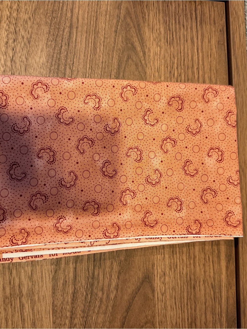 Peach Pink Floral Dot Cotton Fabric